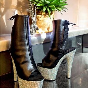 Bejeweled 1018DM-7 Rhinestone Encrusted Platform Heels - Size 7